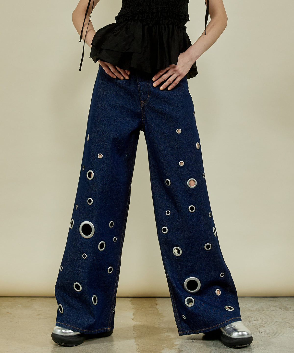 Eyelet Denim Pants