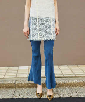 Rib Mix Semi-flare Pants