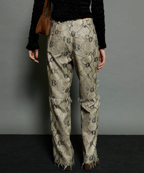 Vegan Leather Python Cut Off Pants