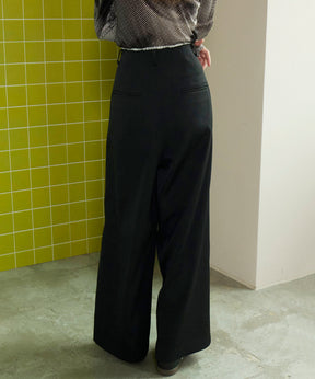 Front Cut Stitch Wide Pants