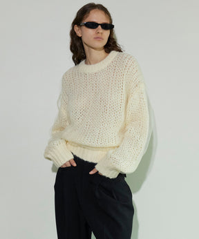 Tulle Layered Low Gauge Reversible Knit Pullover