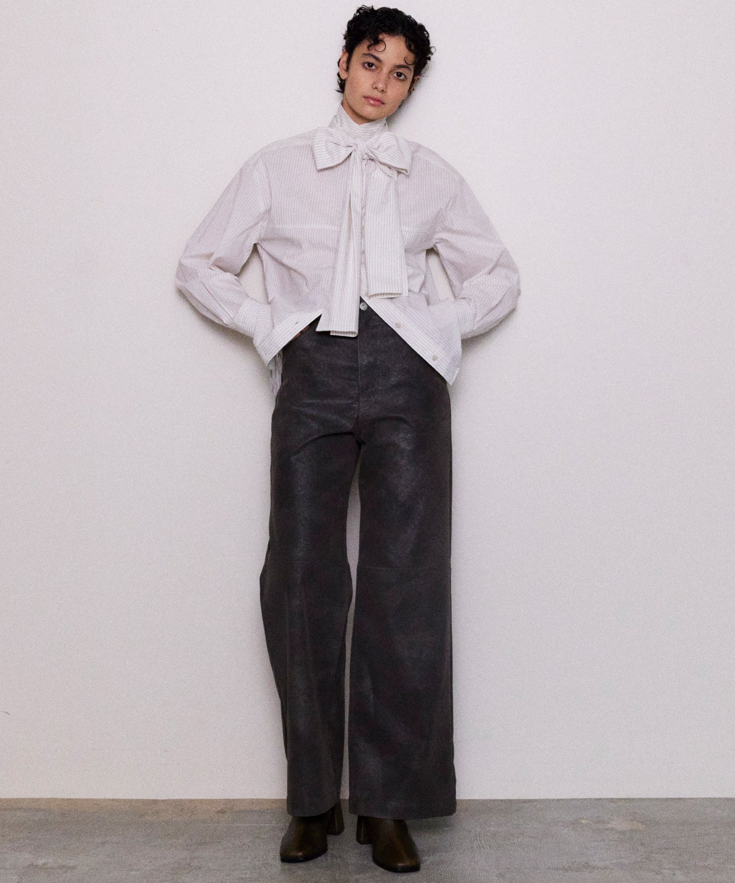 Vegan Leather Wide Straight Pants