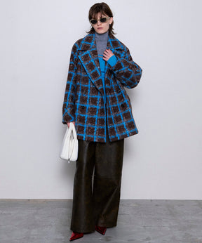 【24WINTER PRE-ORDER】Checkered Over Silhouette Middle Coat