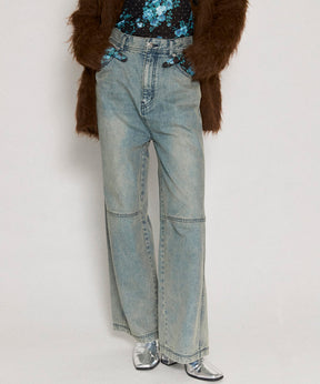 【24WINTER PRE-ORDER】Tulle Layer Denim Pants