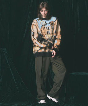 【24AW PRE-ORDER】Prime-Over Landscape Painting Crew Neck Knit Pullover