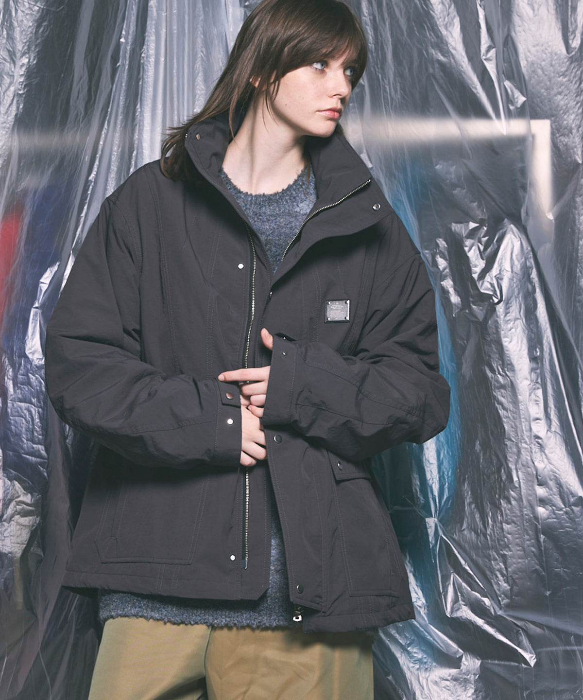 Washed Nylon Prime-Over Metal Plate Blouson