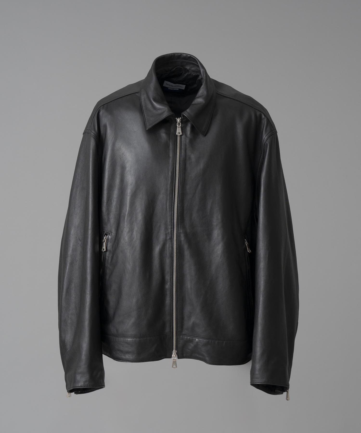 Sheep Leather Prime-Over Single Rider Collared Jacket