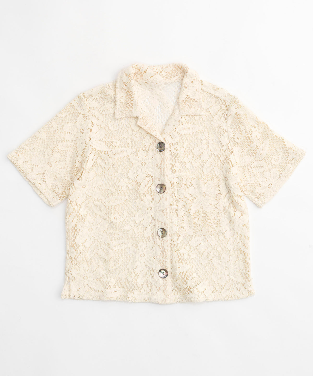 【SALE】Half Sleeve Lace Fabric Shirt