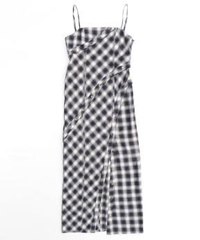 【PRE-ORDER】Button Slit Checkered Camisole Maxidresses