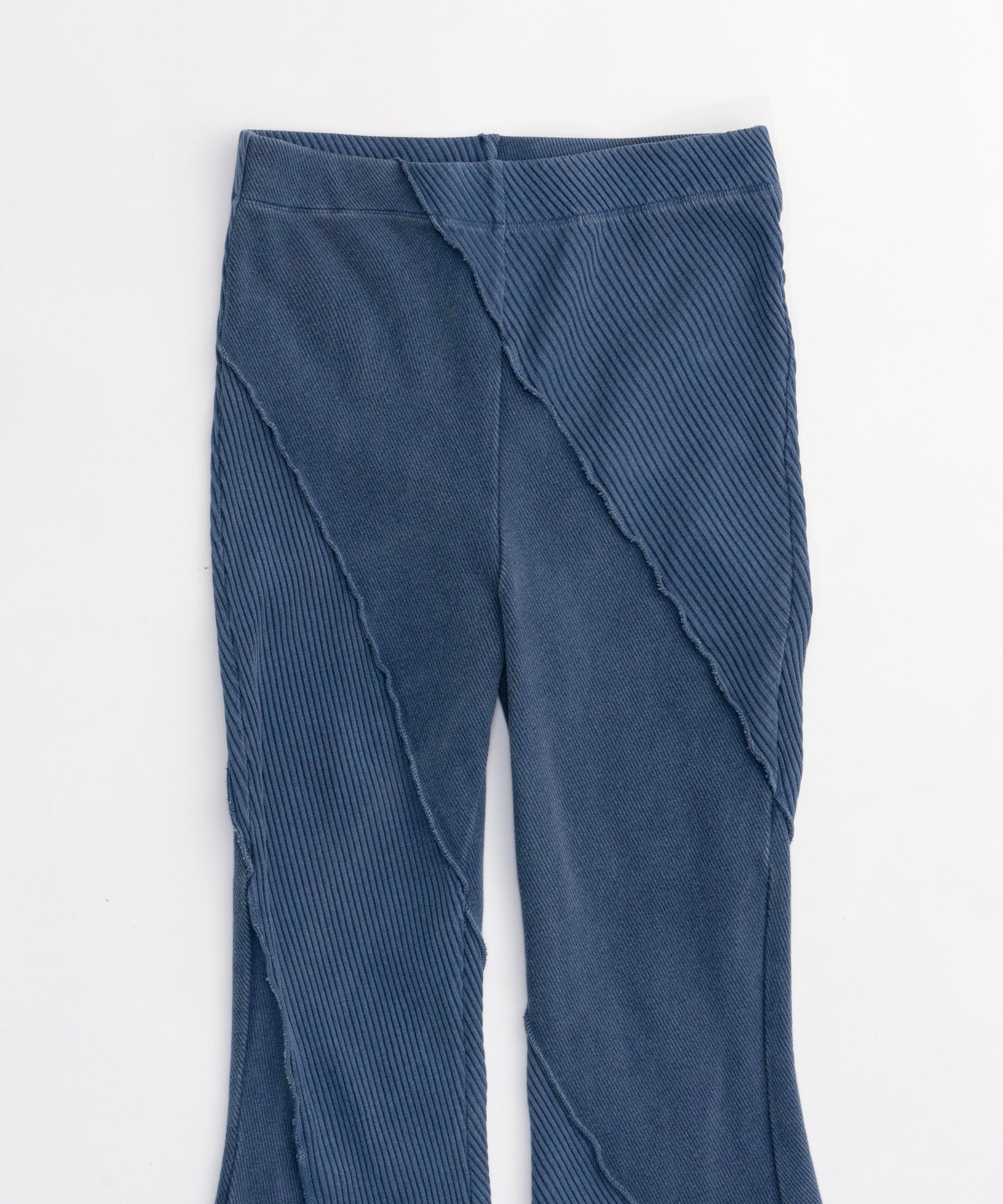 Rib Mix Semi-flare Pants