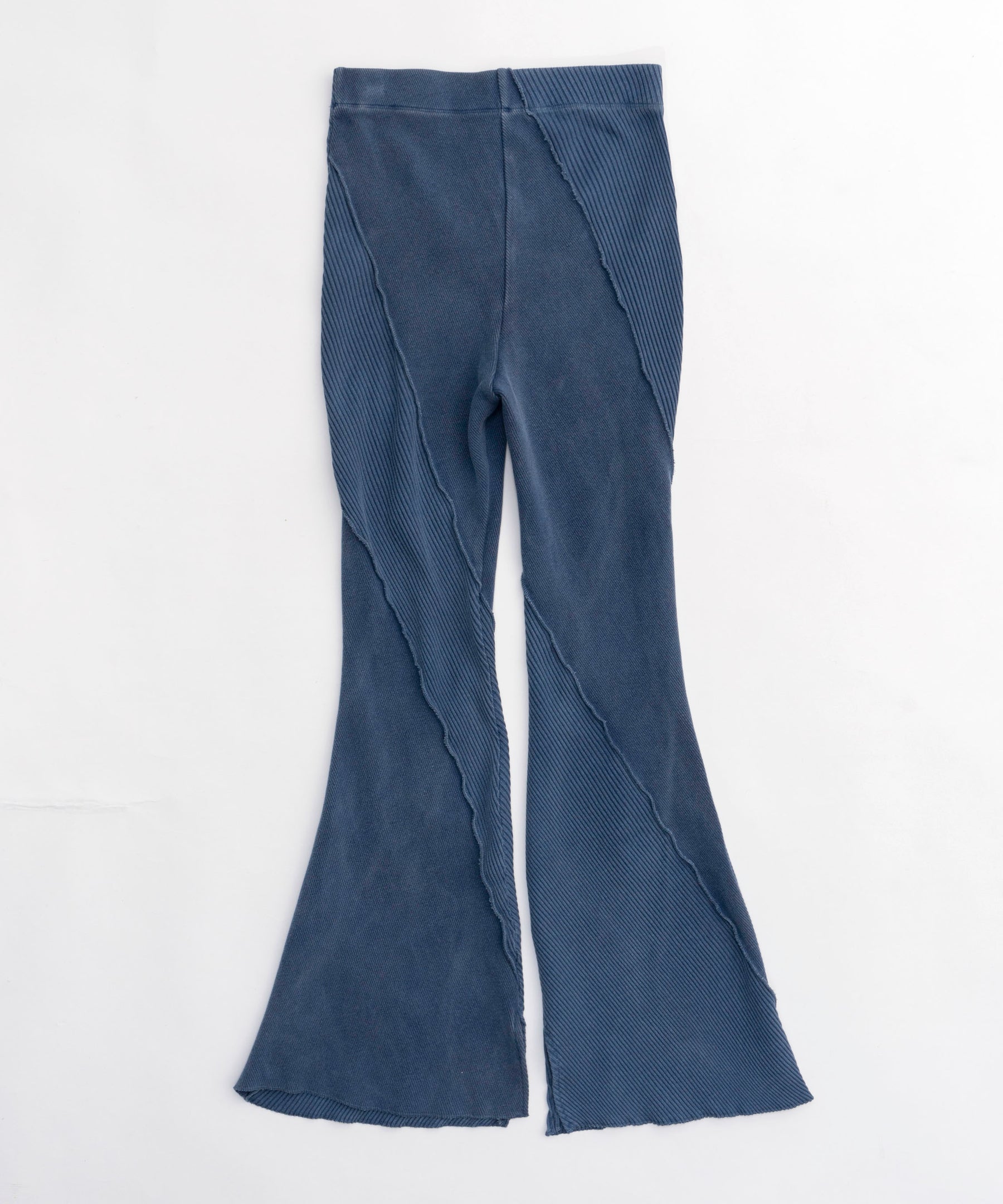 Rib Mix Semi-flare Pants