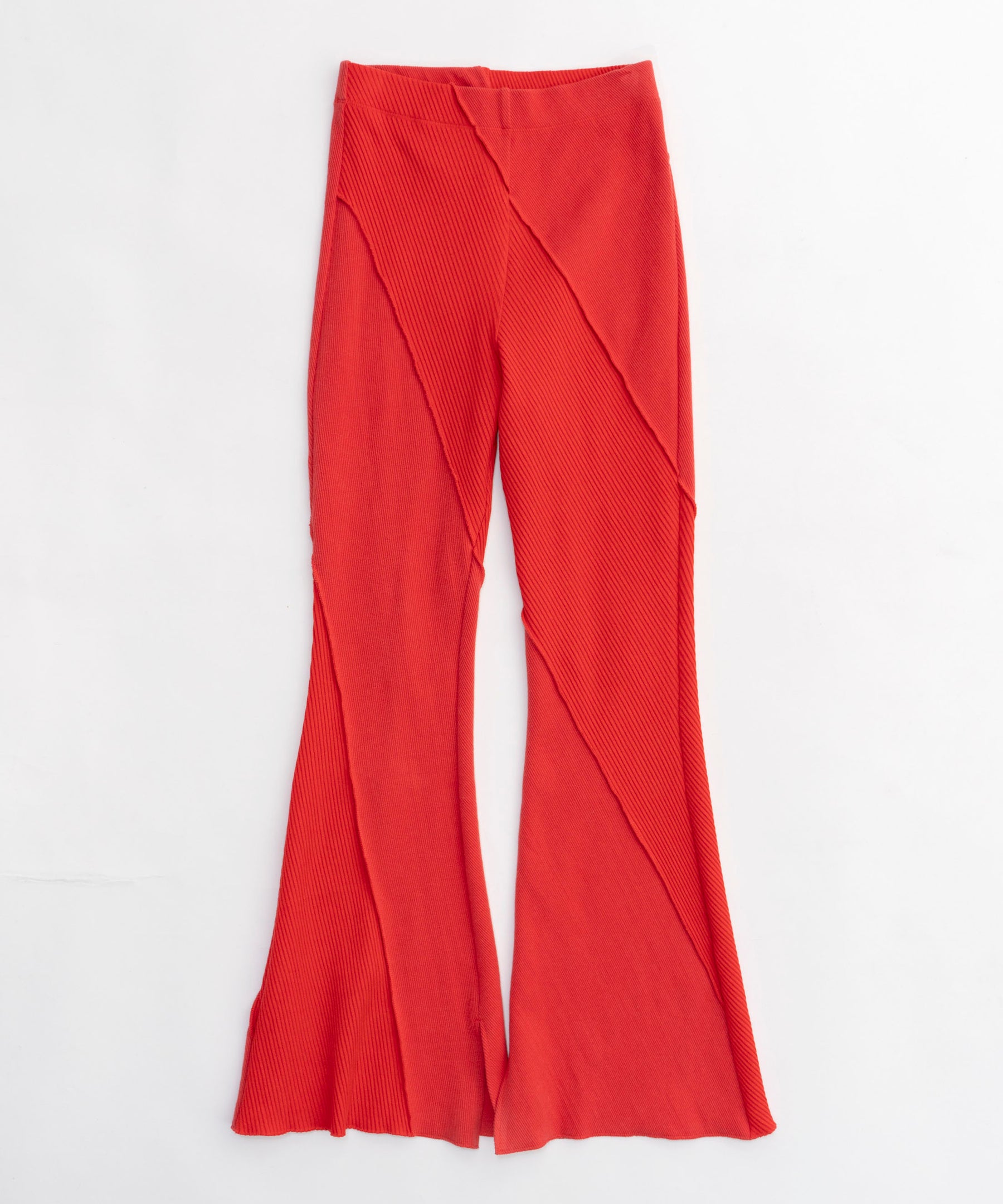 Rib Mix Semi-flare Pants