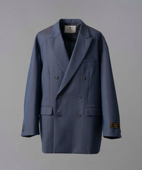 4 Colors Chambray Washable Wool Prime-Over Peaked Lapel Double Breasted Jacket