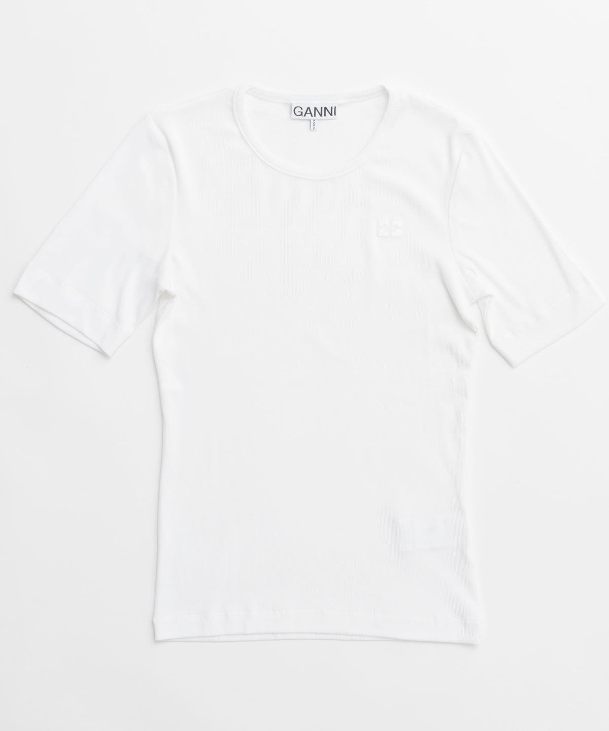 【GANNI】Soft Cotton Rib Short Sleeve T-shirt