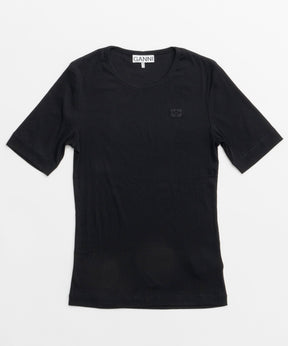 【GANNI】Soft Cotton Rib Short Sleeve T-shirt