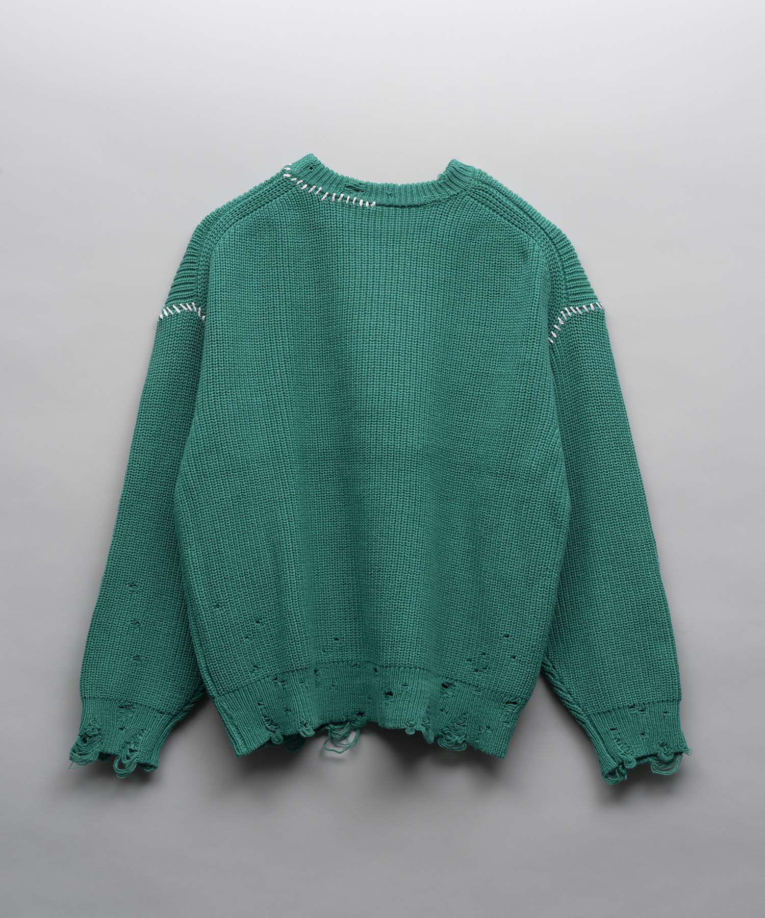 Embroidery Damage Prime-Over Crew Neck Knit Pullover