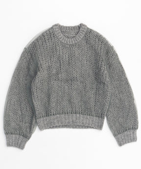 Tulle Layered Low Gauge Reversible Knit Pullover