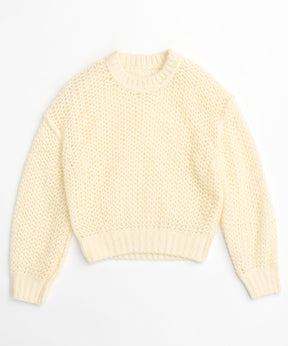 Tulle Layered Low Gauge Reversible Knit Pullover