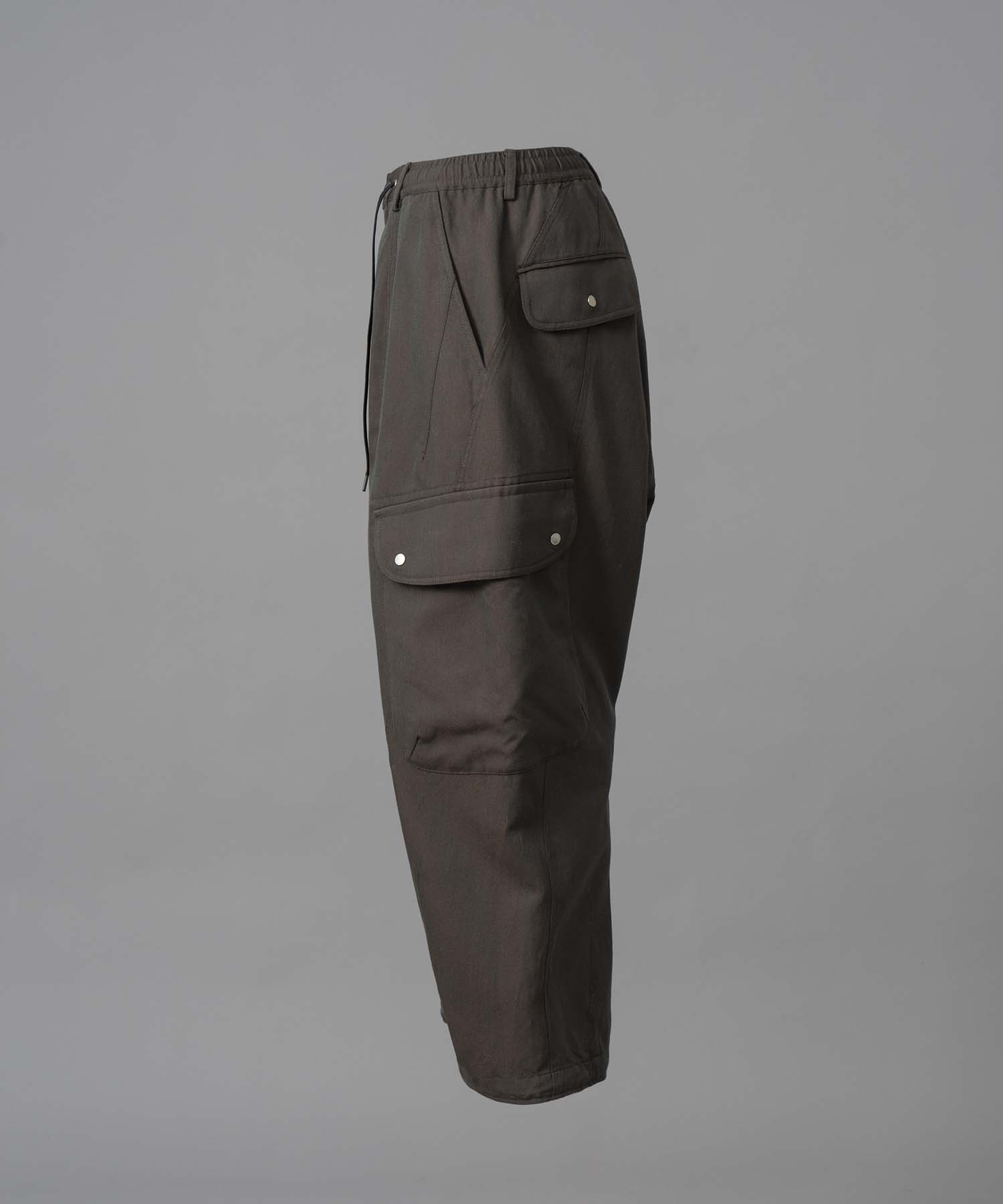 Chambray Wool Prime-Wide Three-Dimensional Cutting Cargo Pants