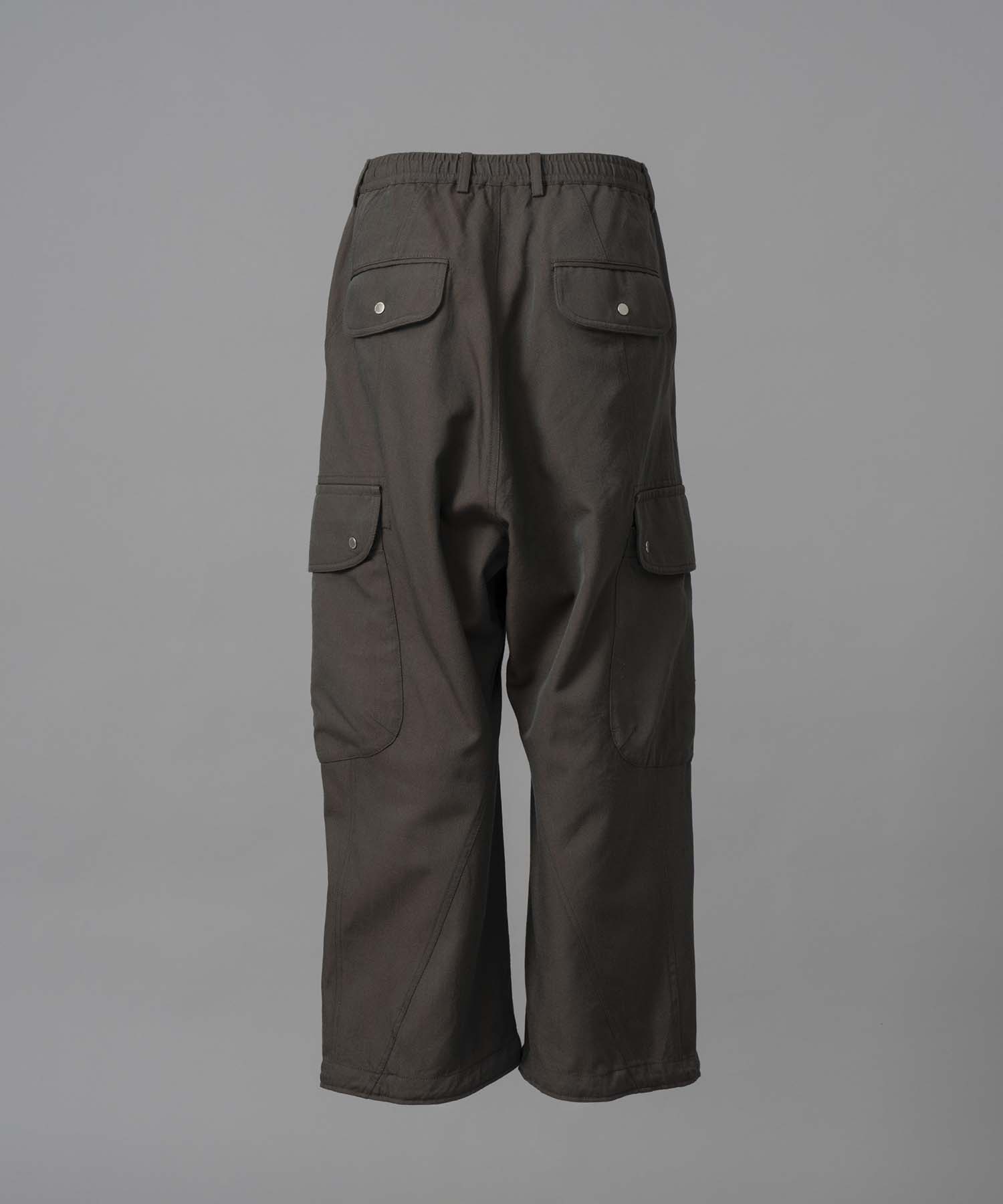 Chambray Wool Prime-Wide Three-Dimensional Cutting Cargo Pants