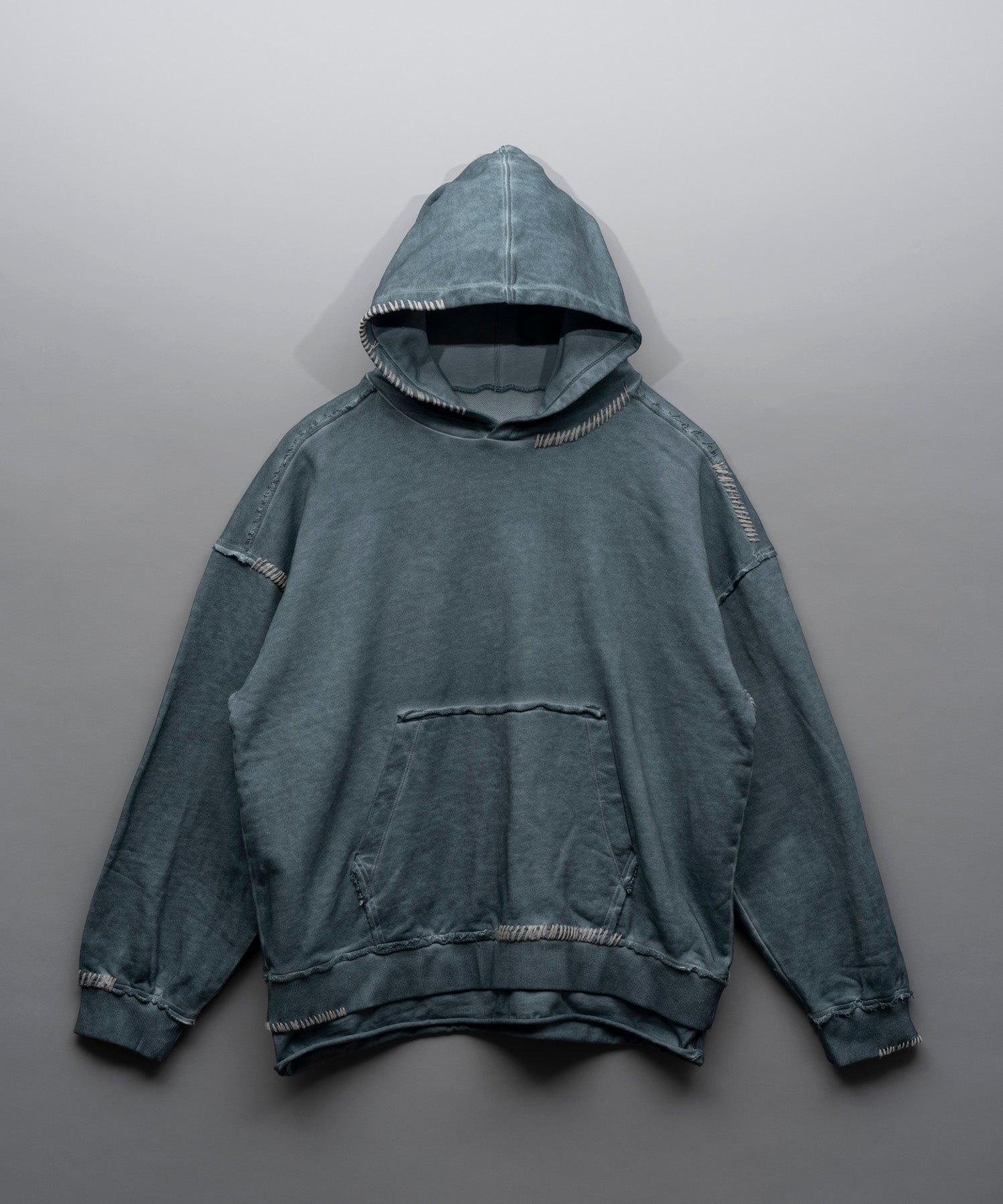 Heavy-Weight Sweat Embroidery Damage Over-Dye Hoodie