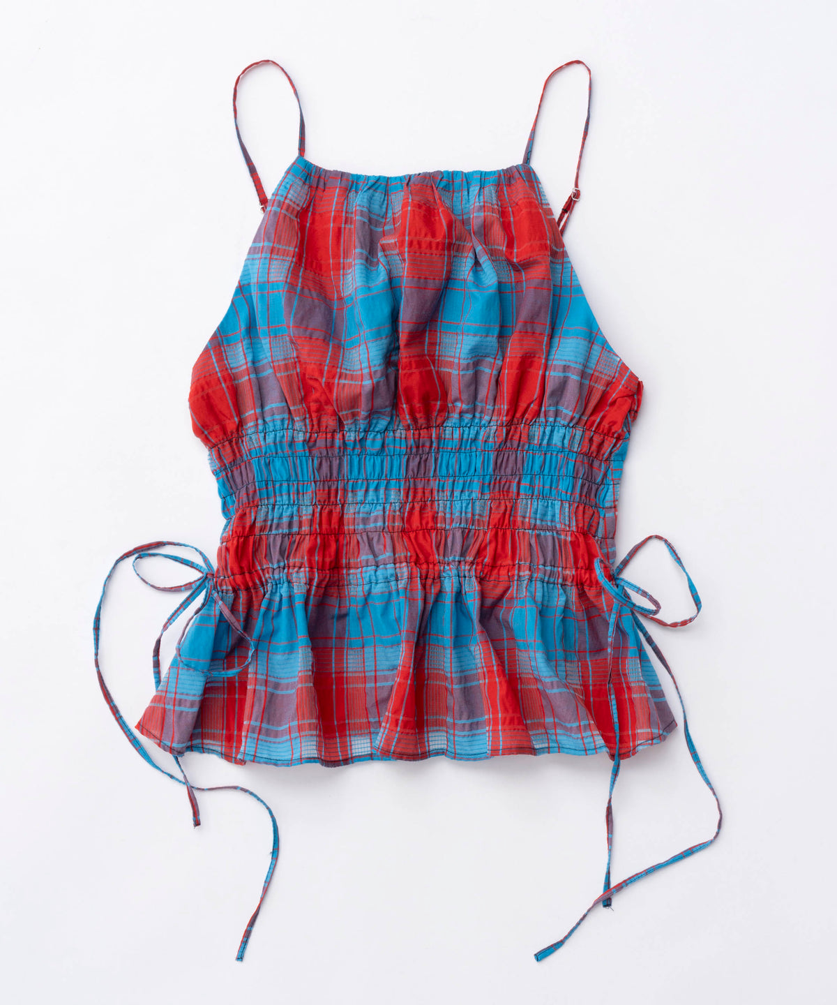 Checked Shirring Bustier