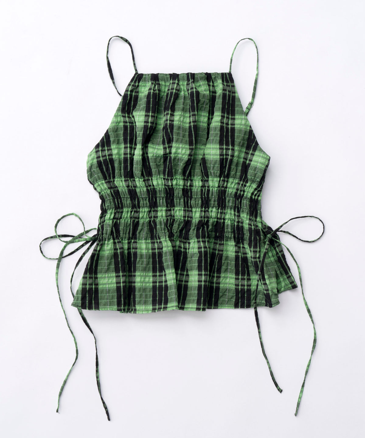 Checked Shirring Bustier