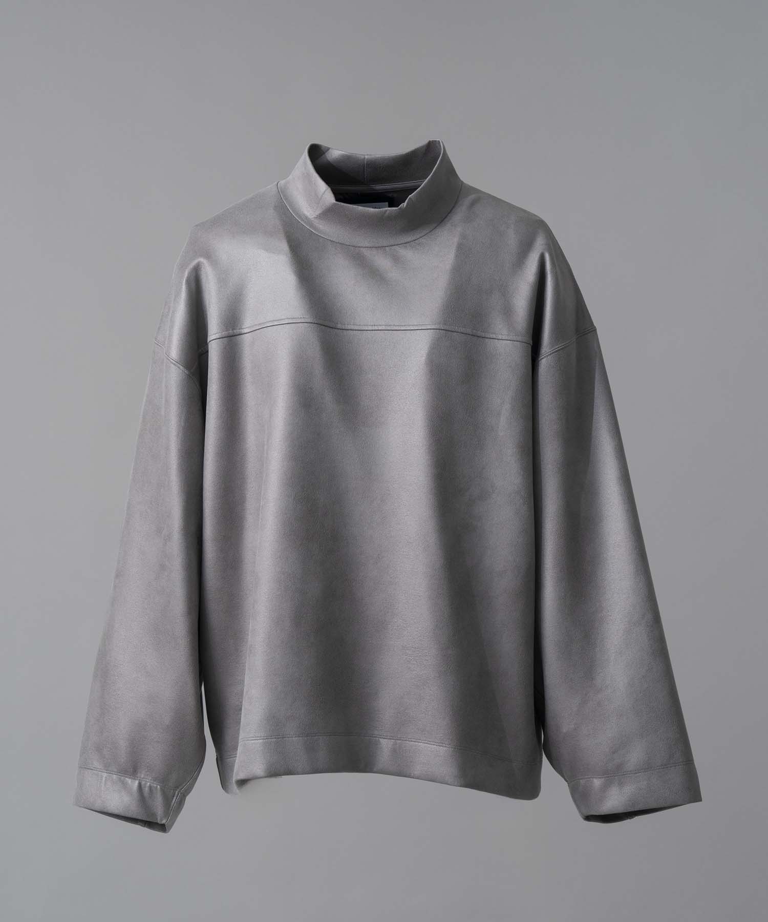 Leather-Like Prime-Over Mock Neck Pullover