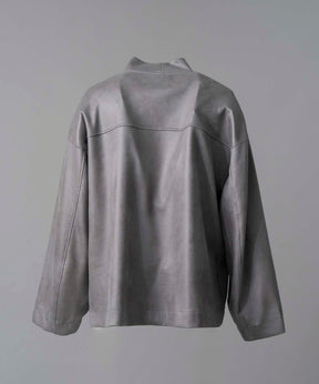 Leather-Like Prime-Over Mock Neck Pullover