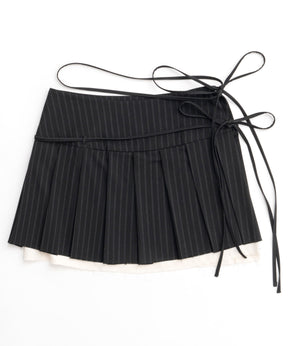 Pleats Wrap Mini Skirt