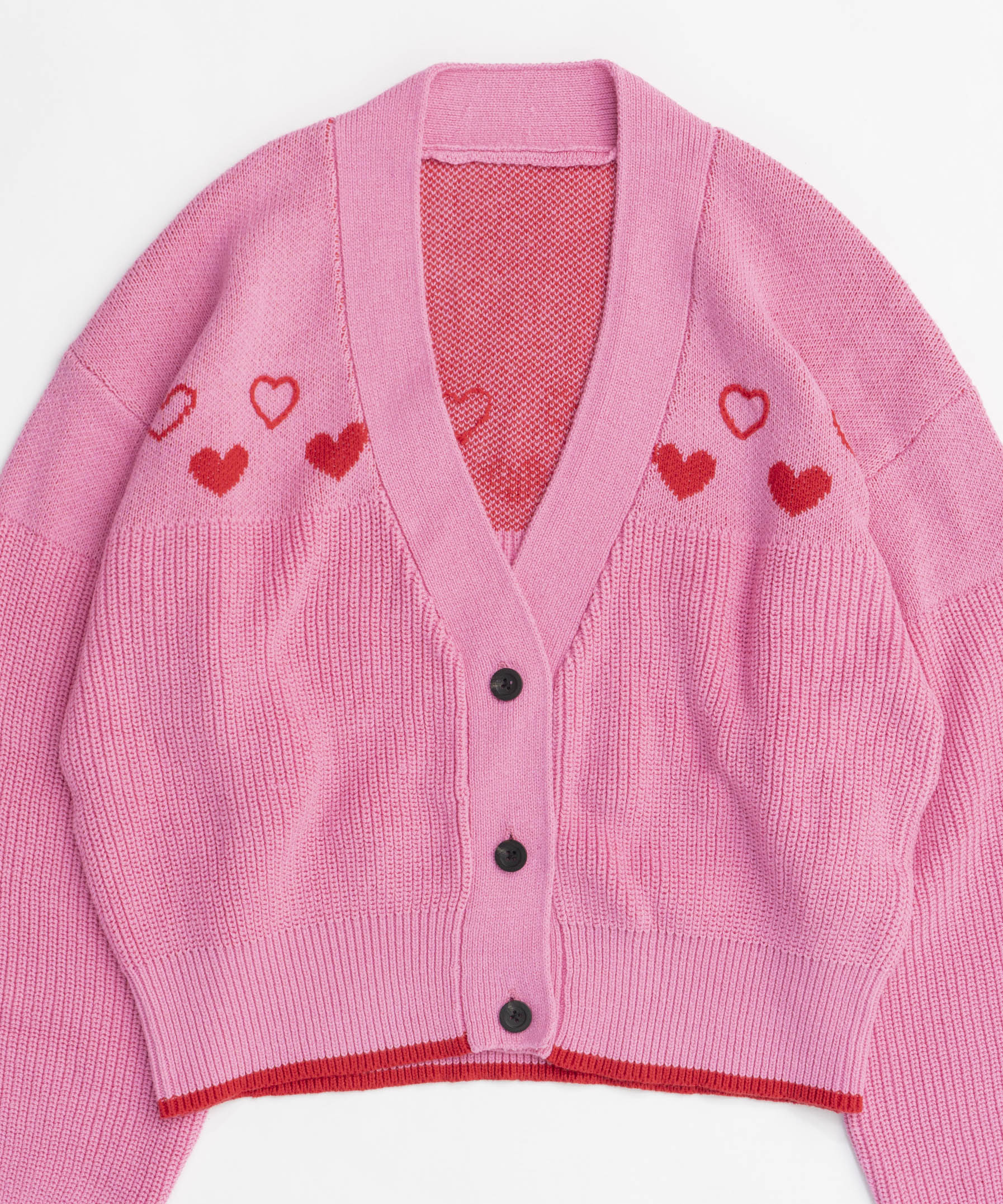 【24WINTER PRE-ORDER】Heart Jacquard Short Length Knit Cardigan