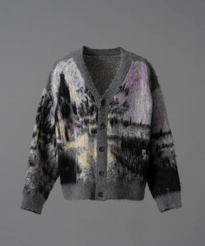 【24AW PRE-ORDER】Prime-Over Landscape Painting V-Neck Knit Cardigan