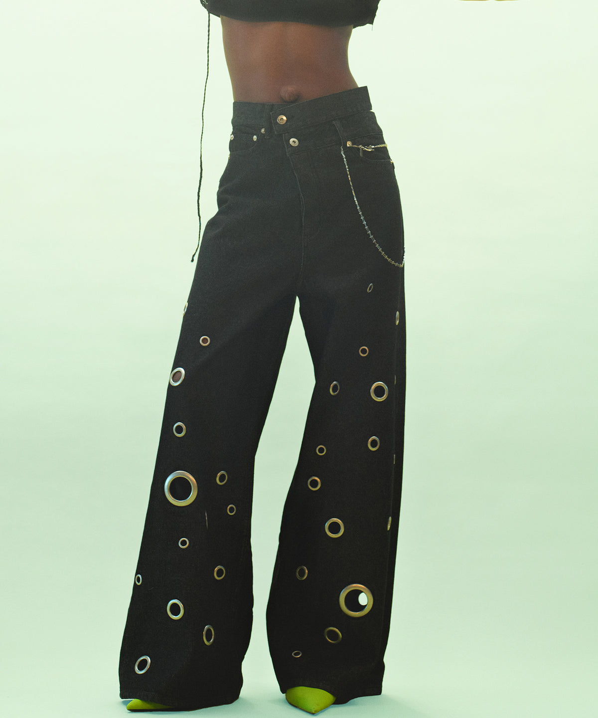 Eyelet Denim Pants